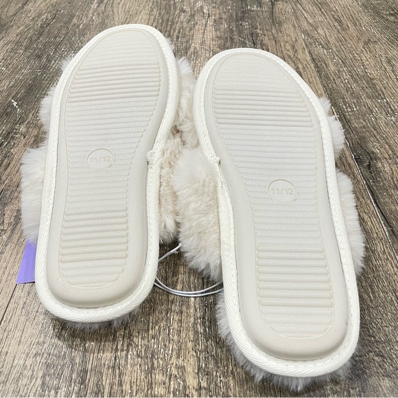 Stars Above Faux Fur Slippers Cross Slip On Soft Furry Teddy Comfy Cozy - Picture 9 of 12